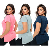 Kit 3 Camiseta Feminina Tampa Bumbum Dry Fit Básica Lisa