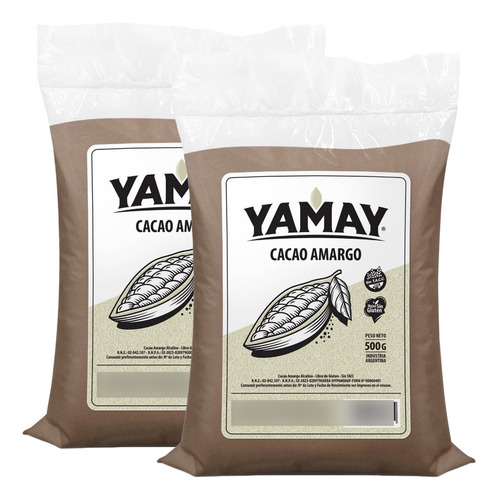 Cacao Amargo Alcalino Sin Tacc Libre De Gluten Yamay 500g X2