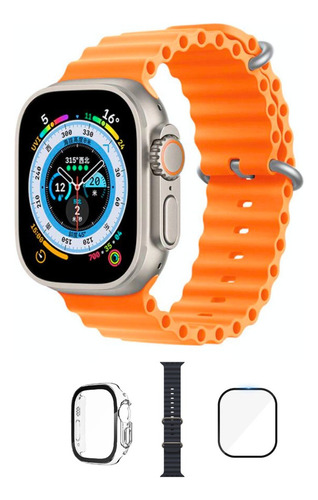 Microwear Smartwatch S8 Ultra Max Series 8, Pantalla Nfc, 2.08, Color Titanio, Bisel, Metal, Diseño De Pulsera De Silicona, Océano