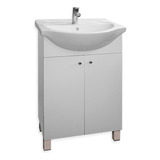 Mueble Para Baño Amube Iris De 55cm De Ancho, 83cm De Alto Y 43.5cm De Profundidad Con Bacha Y Mueble Color Blanco Con Un Agujero Para Grifería