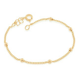 Pulseira Rommanel Feminina Bolinha Folheada A Ouro 550195 Comprimento 19 Cm