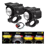 Par Faros Lupa Led Alta/baja Doble Color Estrobos Auto Moto