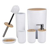 Set Baño X6 Tacho Jabonera Escobilla Dispenser Vasos Cepillo