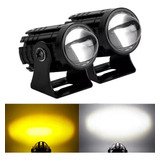 Par Faros Led Lupa Exploradoras Blanco Amarillo Auto Y Moto