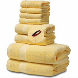 Set De Toallas Baño Semaxe Amarillo, 100% Algodón, 8 Piezas