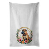 Shar Pei And Flowers Kitchen Towel Set Of 2 White Dish Towel