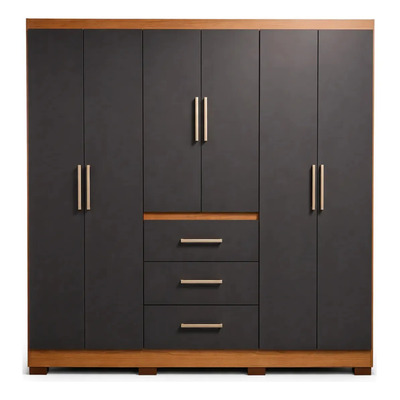 Placard Máximo Fortaleza 6 Puertas 3 Cajones Grafito Teca | MercadoLibre