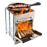 Mini Asador Parrilla Carbon Leña Plegable Camping Asgard