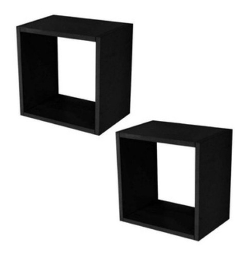 Kit 02 Nicho Mdf 20x20 Preto Decoração Sala Cozinha Banheiro