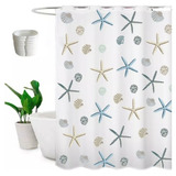 Cortina Baño Lavable 180x200cm Impermeab Dobladillo Con Aros