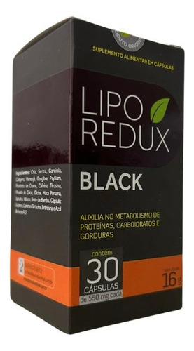 Suplemento Térmogênico Lipo Redux Black 30 Cáps