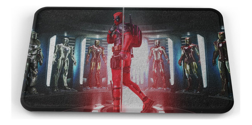 Tapete Deadpool Marks De Iron Man Baño Lavable 40x60cm