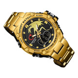 Reloj Marca Sanda Dragon Pulso Acero Hora Analoga Sumergible