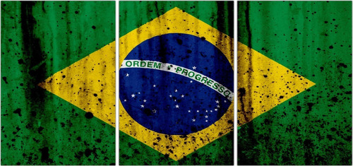 Placa Quadro Decorativo Bandeira Do Brasil Grande 3 Pçs G1