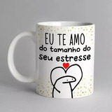 Caneca Flork Meme Eu Te Amo Estresse - Porcelana 325ml 