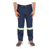 Pantalon Hombre De Mezclilla Con Reflejante 14 Oz