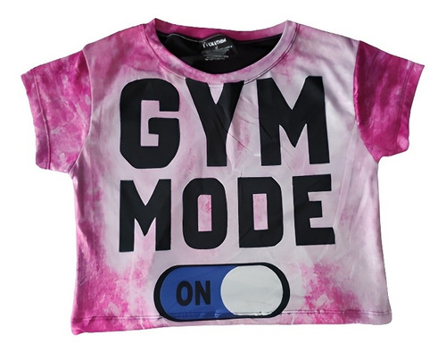 Crop Top Ombliguera Sublimado Hd Casual Gym Mode On Ts14