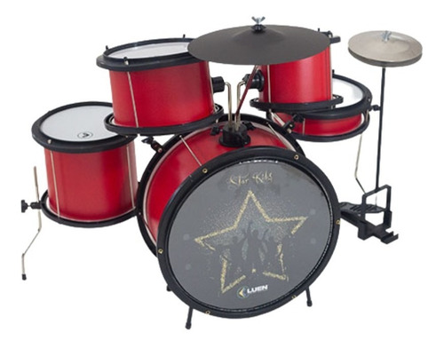 Bateria Infantil Star Kids Instrumento Musical Profissional Cor Vermelho Star Kids