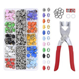 Set De Remachadora + 200 Broches Botones Snap Metal Colores