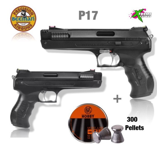 Pistola Airsoft P17 300 Pellets Beeman .177 Xtreme Xtr P