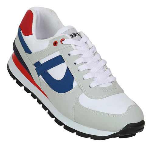 Tenis Panam Hombre Blanco Rojo Azul Tipo Napa