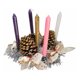 Corona De Adviento Navideña Con Moños 30 Cm Diámetro + Velas