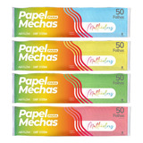  4 Uni. Papel Mechas Multicolors Variados 11x47cm 200 Folhas