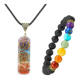 Conjunto De Pulsera Y Collar Arus 7 Chakras Con Piedras Real