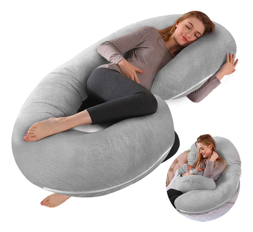 Almohada Para Embarazada Magma Life Cómoda Y Transpirable Tipo C De Cuerpo Completo, Relleno De Algodón, Alivio Para La Espalda, Piernas Y Vientre, Para Lactancia Cómodo Descanso Para La Maternidad