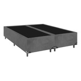 Cama Box Casal Bipartido - Suede Cinza