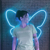 Painel Neon Led Asas Borboleta Butterfly Infantil 80cm Cor Azul-claro 110v/220v