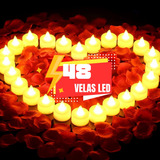 Kit 48 Velas De Led Eletrônica Decorativa Amarela + Bateria