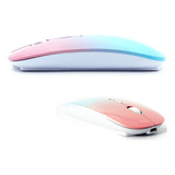 Mouse Inalambrico Recargable Para Pc / Macbook Rosa Celeste