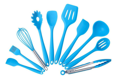 A Utensilios De Cocina De Silicona, 10 Piezas, Cuchara Y