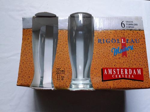5 Vasos Amsterdam Cerveza 325 Ml Rigolleau Maison En Caja