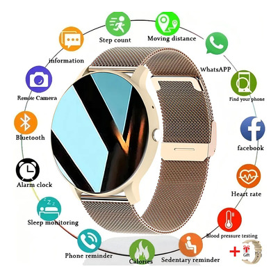 Reloj Inteligente Mujere Hombre Deportivo Llamada Bluetooth Color De La Correa Gold | MercadoLibre
