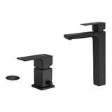 Combo Grifería Piazza Arq Negro Monocomando Lavat Alto Bidet