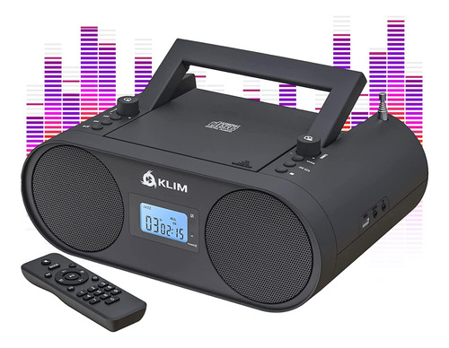 Reproductor De Audio Portátil Klim, Cd, Am/fm, Bt, Aux, Usb