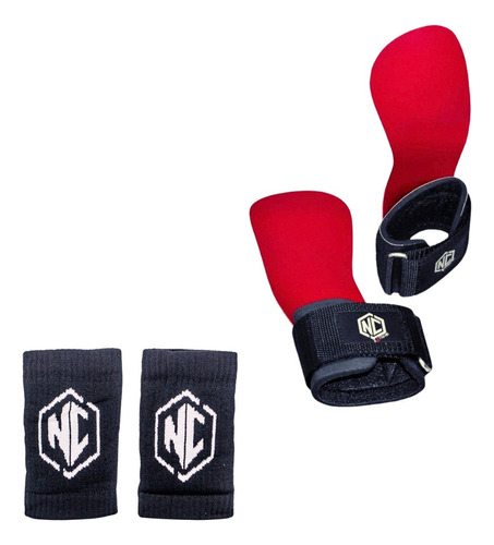 Hand Grip Cross Train Red Nc Extreme + Munhequeira Seca Suor Cor Vermelho Tamanho P