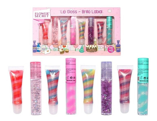 Brillos Labiales Con Glitter Candy Cakes Pack 8 Unidades