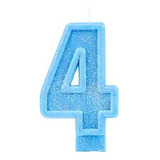 Vela Aniversário Glitter Basic Azul Número 4 - 01 Unid