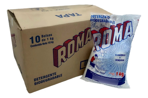 Pack 10 Bolsas De Detergente En Polvo Roma Multiusos 1kg