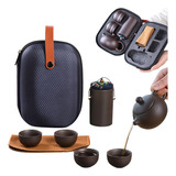 Set De Té Morado Cerámico Portátil Para Viaje Con Tetera, Ta