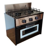 Cocina Anafe 2 Hornallas Con Horno Gas Envasado Acero Inox.