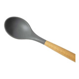 Colher De Silicone Cabo De Bamboo Utensilio Cozinha Original