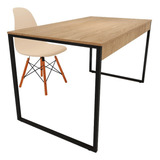 Conjunto Mesa 90cm Para Notebook + Cadeiras Eames Prateleira