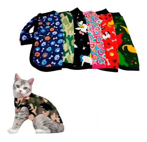 Abrigo Capa Buzo Polar Ropa Mascotas Gatos Estampados