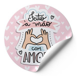 120 Tag Etiquetas Adesivos Feito A Mão C/ Amor Corações Rosa