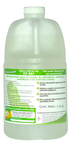 Detergente Limpia Tapicería Vestiduras Tela Colchones 1.9 Lt