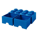 Lego Bloque Apilable Canasto 2 Cajones Brick Drawer 8 Color Blue